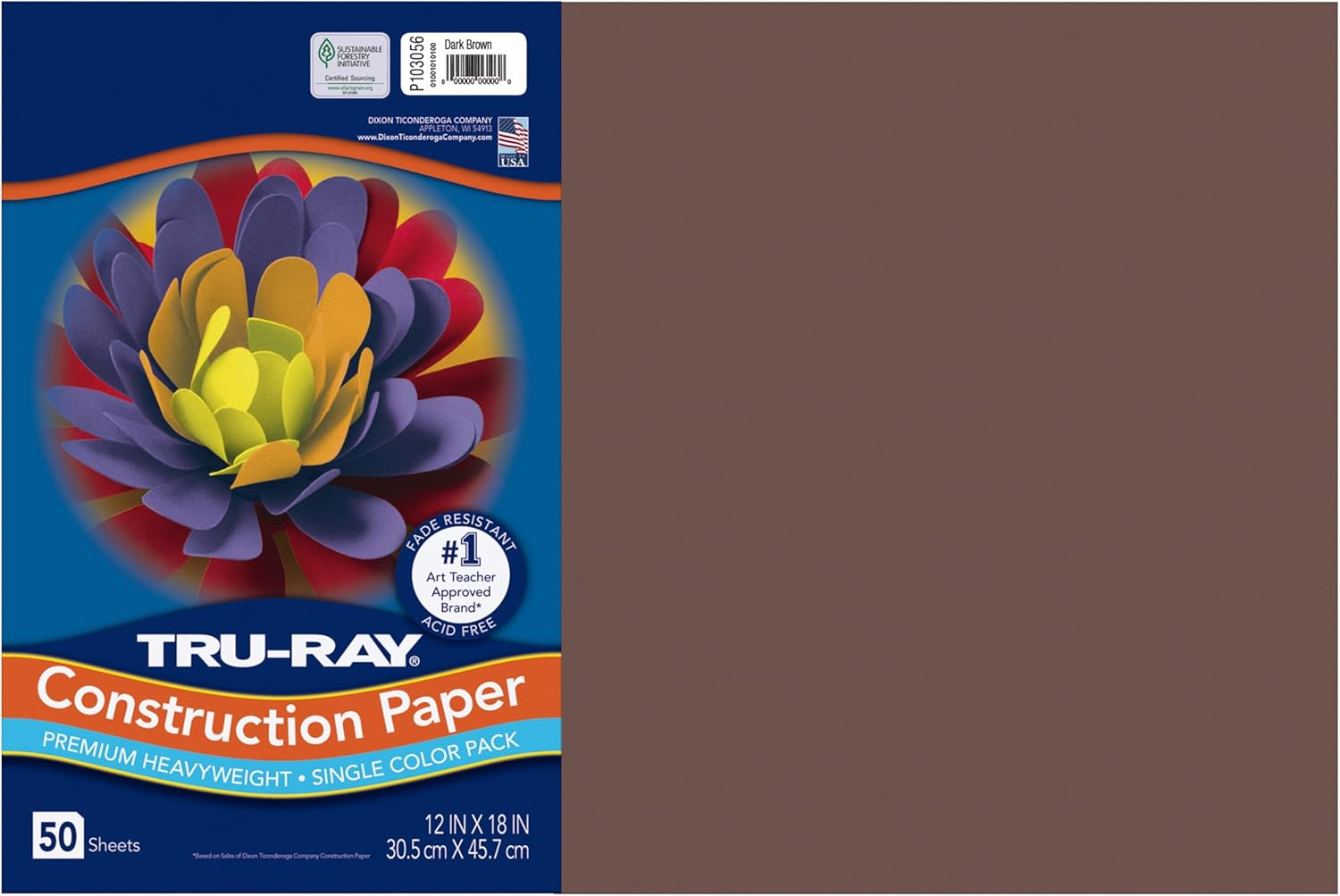 Tru-Ray Construction Paper, Dark Brown, 12" x 18", 50 Sheets (PAC103056)